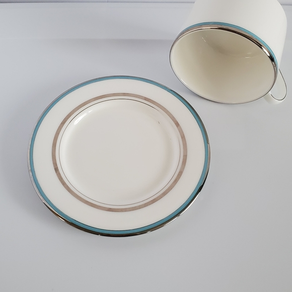 LENOX kate spade 'Library Lane Aqua' flat mug saucer - Picture 5 of 11